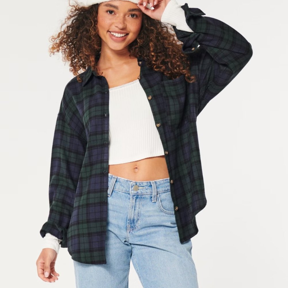 Hollister Easy Plaid Button-Through Shirt